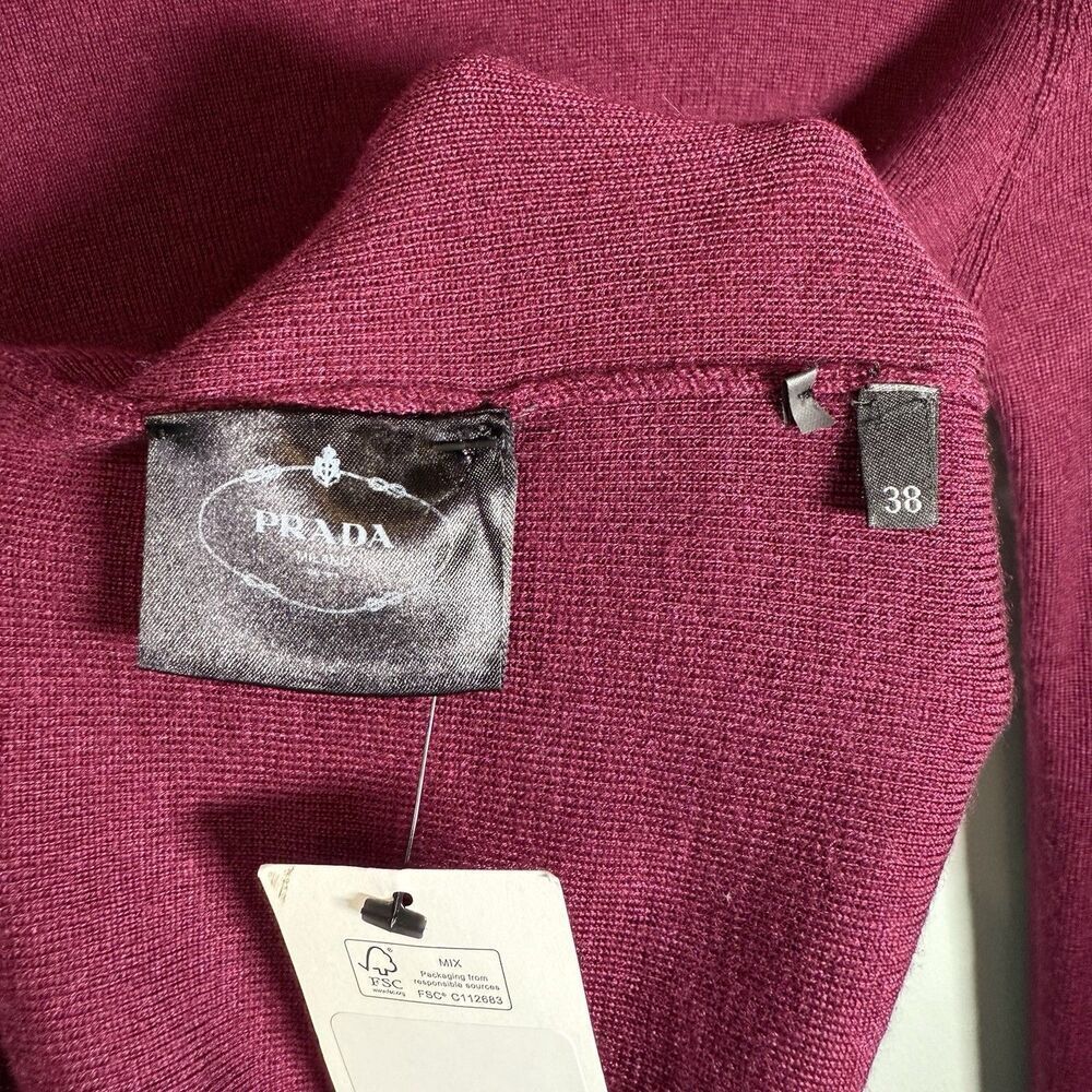 Prada Knit Burgundy Cardigan Size IT 38 EUC - Picture 7 of 11